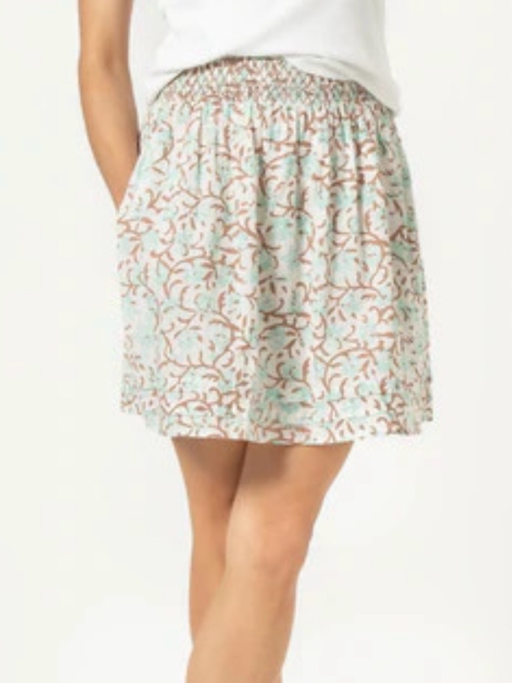 NWT Lilla P Smocked Waist Skirt‎ in Aquamarine size small cottagecore